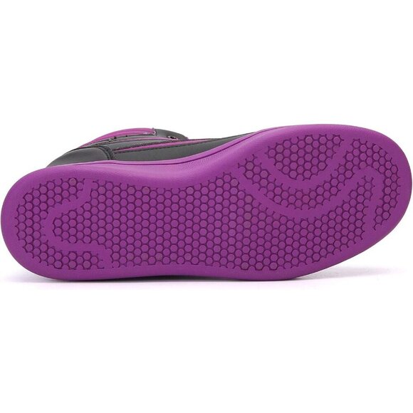 🆕  Black Purple Women's Hidden Wedge Sneakers 5.5cm High Top Platform Booties - Picture 6 of 9